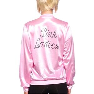 Pink Ladies Satin Bomber Jacket Small Retro Grease 50s‎ Rock Costume Halloween